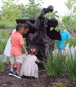 Alice in Wonderland sculpture in Evelyn's Park.