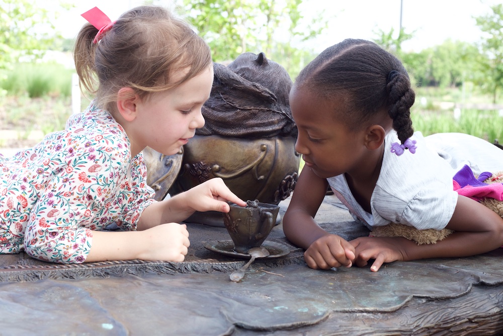 Texas artist Bridgette Mongeon's bronze table for Alice in Wonderland scene