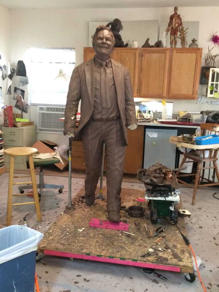 clay sculpture on a 3D cnc foam armature by Texas, artist Bridgette Mongeon