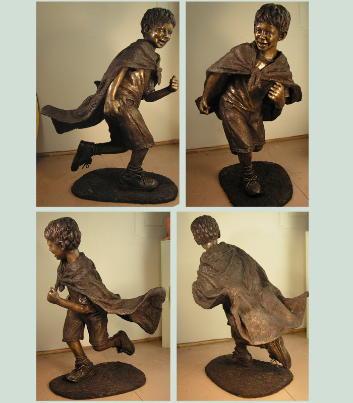 sculpting children, bronze statues